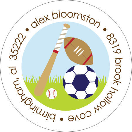 Little Sport Round Address Labels